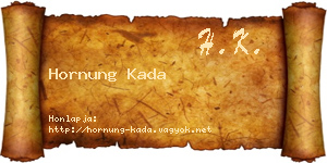 Hornung Kada névjegykártya
